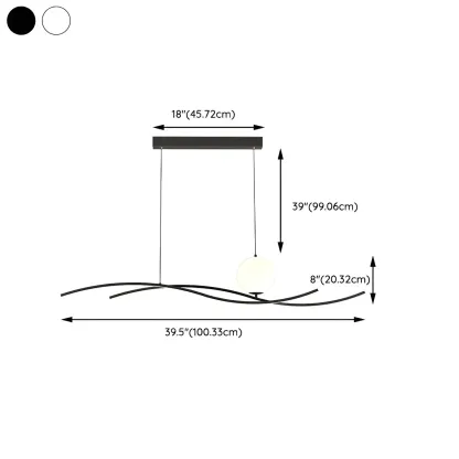 Minimalist Black/White Linear Adjustable Island Light #size