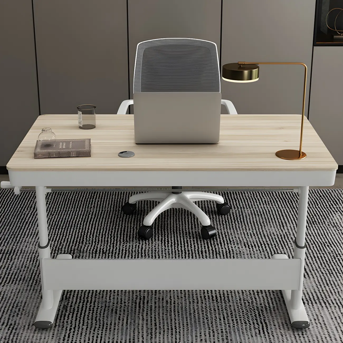 Classic Steel Adjustable Standing Desk with Drawer & Wooden Top Image - 2 | homeyfad