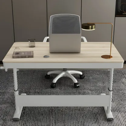 Classic Steel Adjustable Standing Desk with Drawer & Wooden Top Image - 2