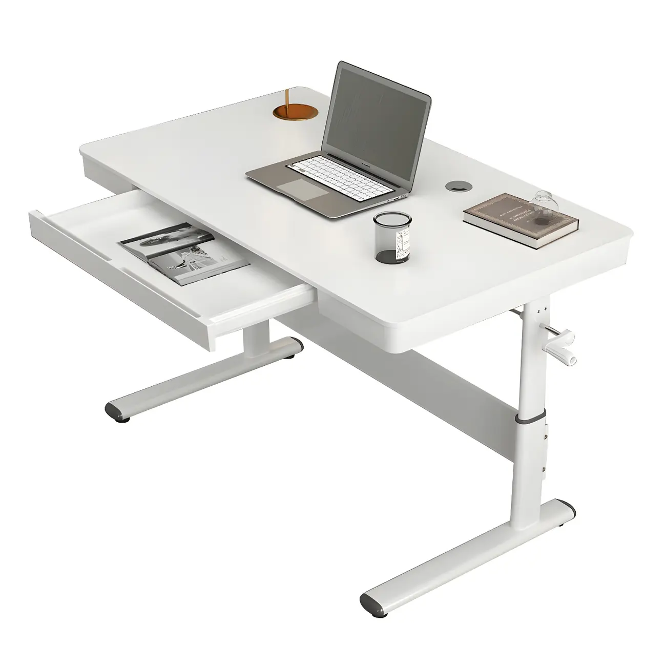 Classic Steel Adjustable Standing Desk with Drawer & Wooden Top Image - 5 | homeyfad