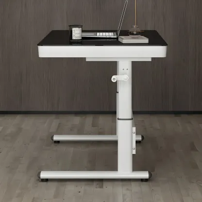 Classic Steel Adjustable Standing Desk with Drawer & Wooden Top Image - 6