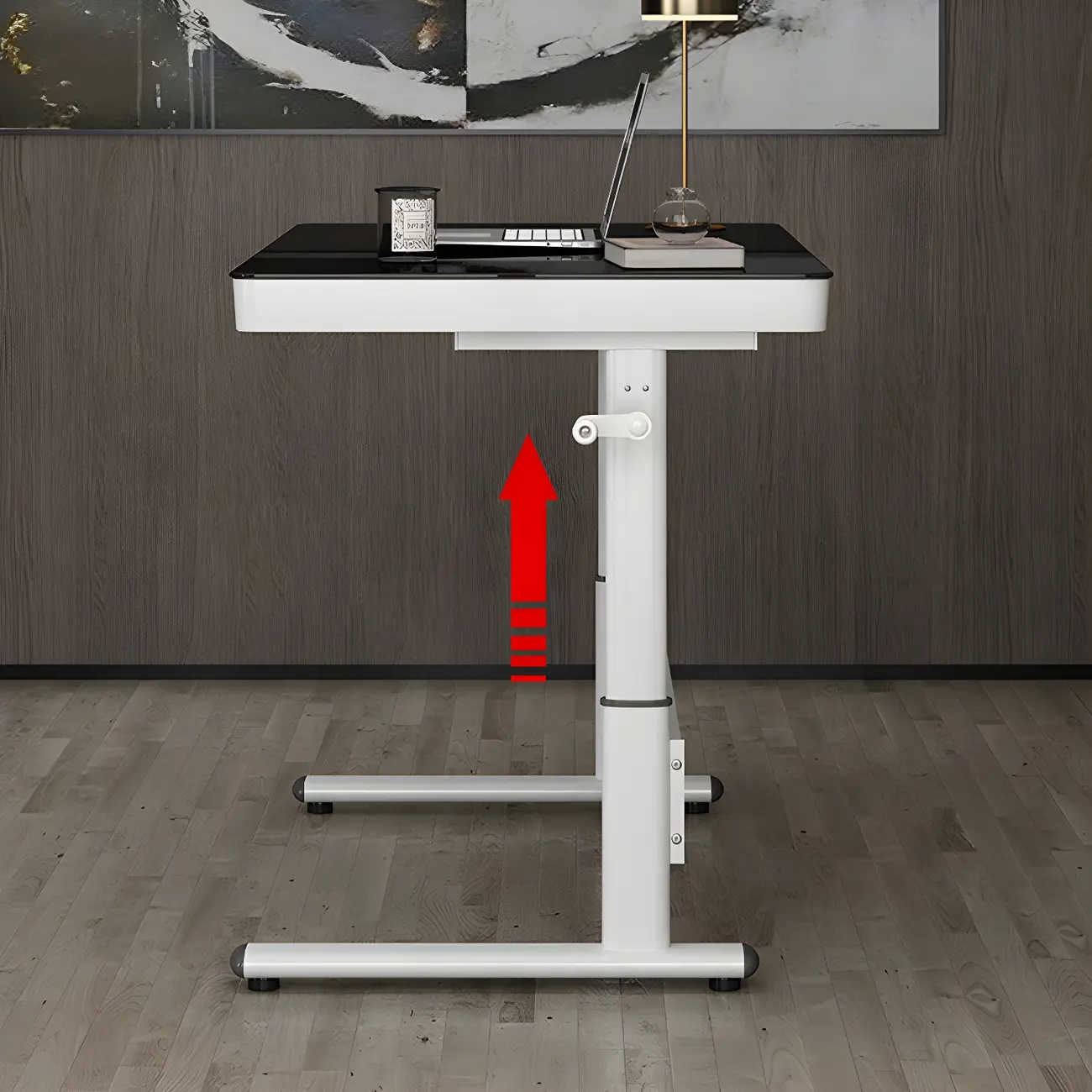 Classic Steel Adjustable Standing Desk with Drawer & Wooden Top Image - 7 | homeyfad