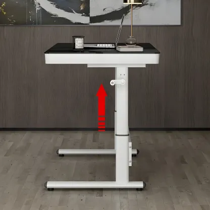 Classic Steel Adjustable Standing Desk with Drawer & Wooden Top Image - 7