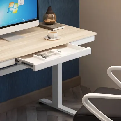 Classic Steel Adjustable Standing Desk with Drawer & Wooden Top Image - 9
