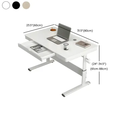 Classic Steel Adjustable Standing Desk with Drawer & Wooden Top #size