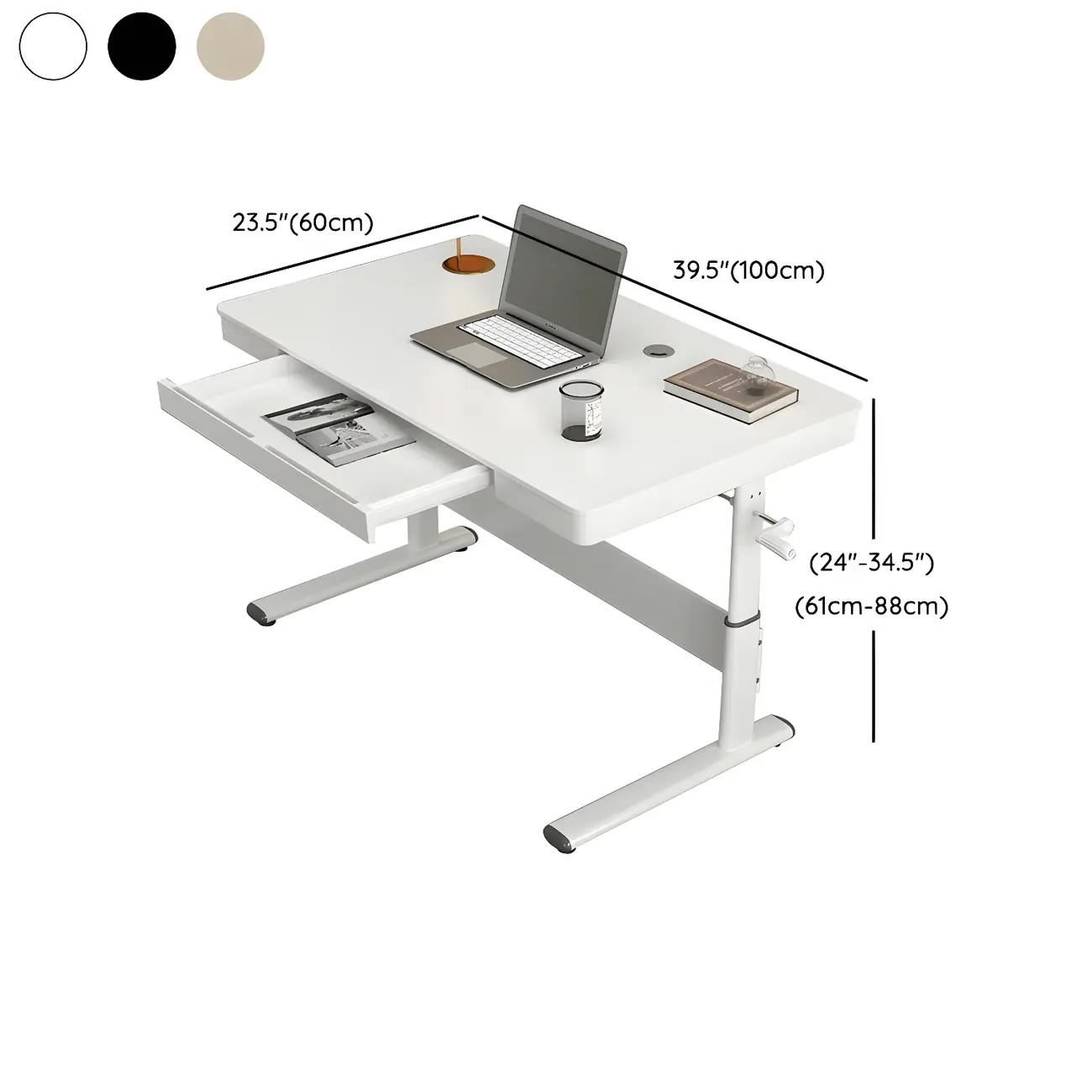 Classic Steel Adjustable Standing Desk with Drawer & Wooden Top Image - 12 | homeyfad