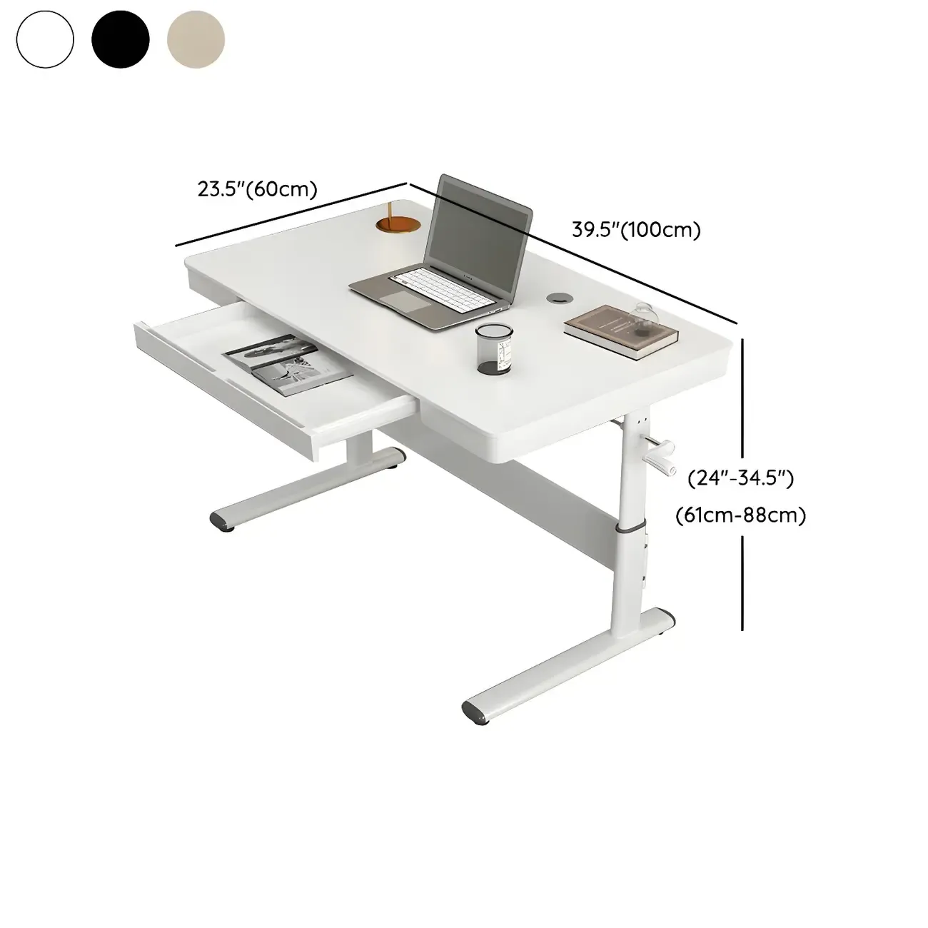 Classic Steel Adjustable Standing Desk with Drawer & Wooden Top Image - 12