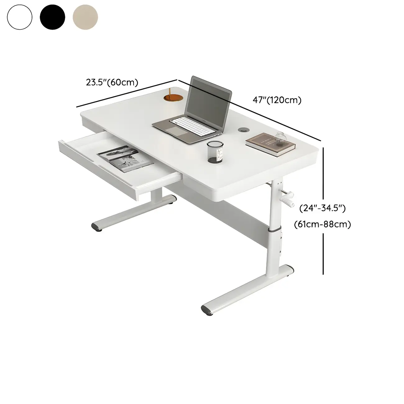 Classic Steel Adjustable Standing Desk with Drawer & Wooden Top Image - 13 | homeyfad