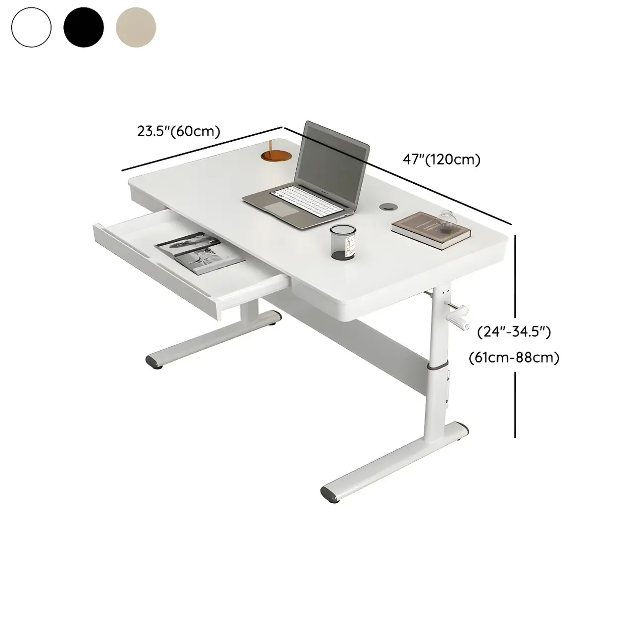 Classic Steel Adjustable Standing Desk with Drawer & Wooden Top Image - 13