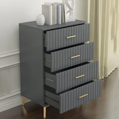 Stylish Grey Wooden Dressers with Gold Accent Handles for Home Image - 1
