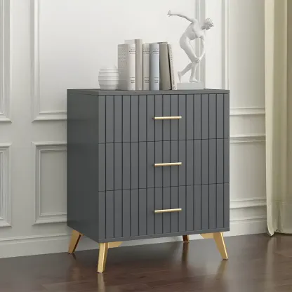 Stylish Grey Wooden Dressers with Gold Accent Handles for Home Image - 4