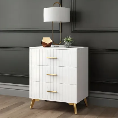 Stylish Grey Wooden Dressers with Gold Accent Handles for Home Image - 10