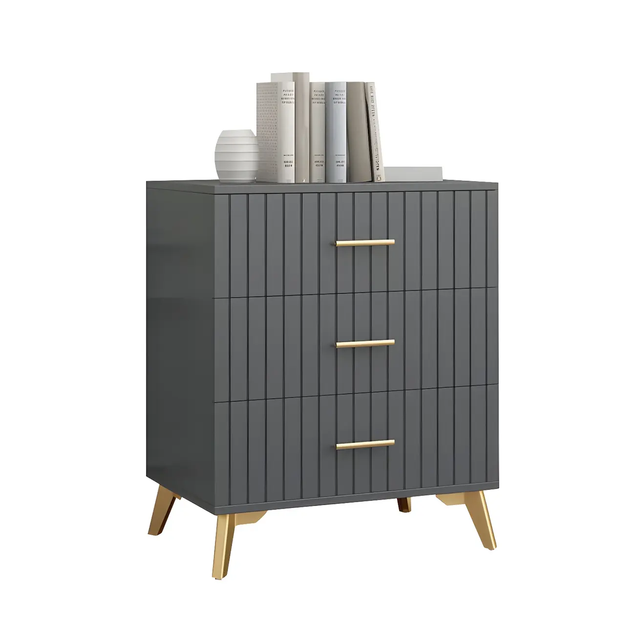 Stylish Grey Wooden Dressers with Gold Accent Handles for Home Image - 11 | homeyfad