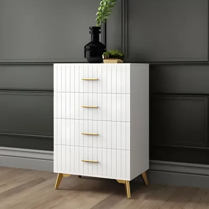 Stylish Grey Wooden Dressers with Gold Accent Handles for Home Image - 2