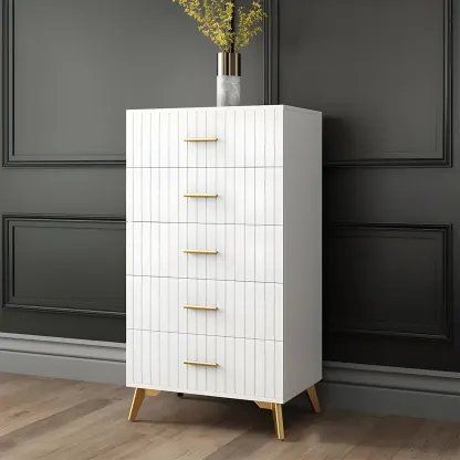 Stylish Grey Wooden Dressers with Gold Accent Handles for Home Image - 13