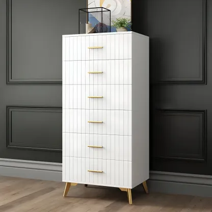 Stylish Grey Wooden Dressers with Gold Accent Handles for Home Image - 15