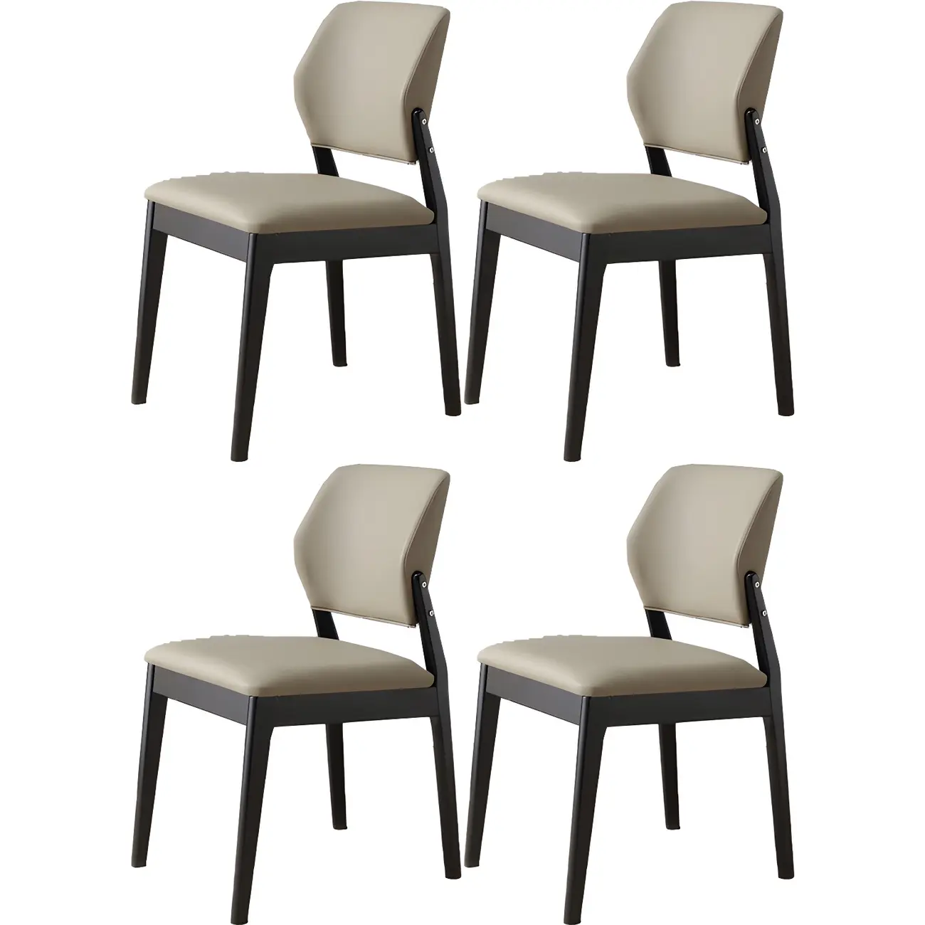 Modern Faux Leather Upholstery Dining Chair with Low Back and Wood Legs Image - 6 | homeyfad