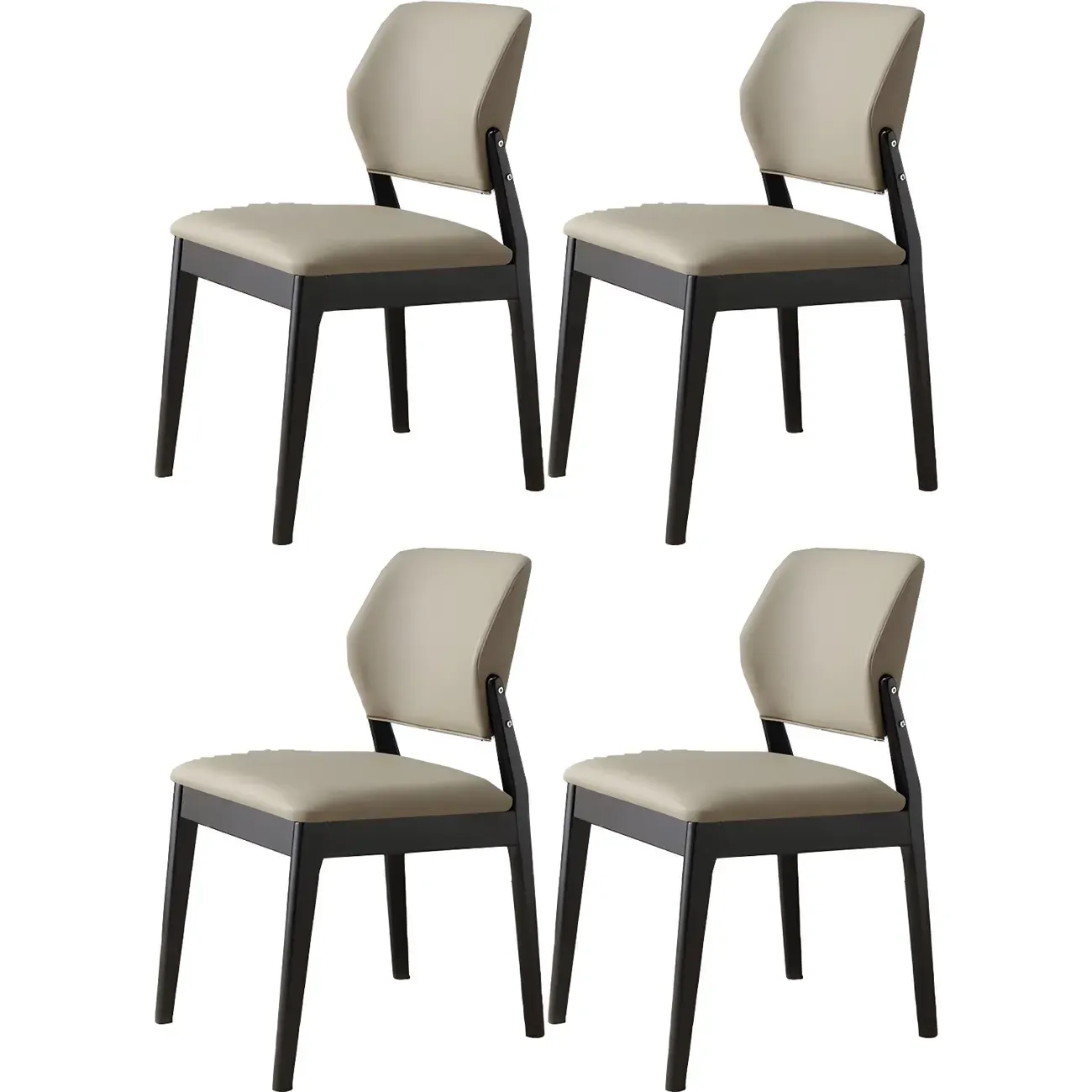 Modern Faux Leather Upholstery Dining Chair with Low Back and Wood Legs Image - 6