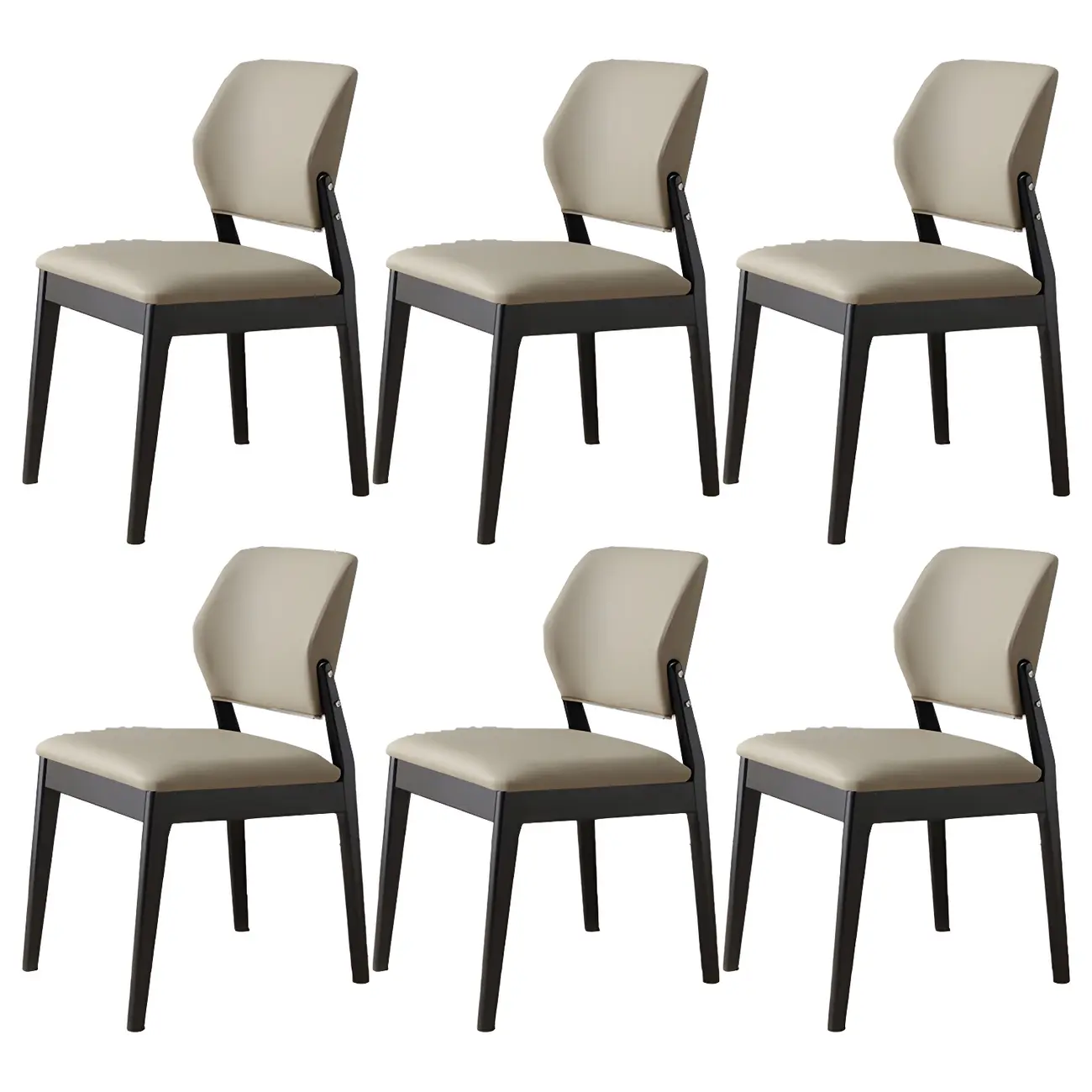 Modern Faux Leather Upholstery Dining Chair with Low Back and Wood Legs Image - 8 | homeyfad