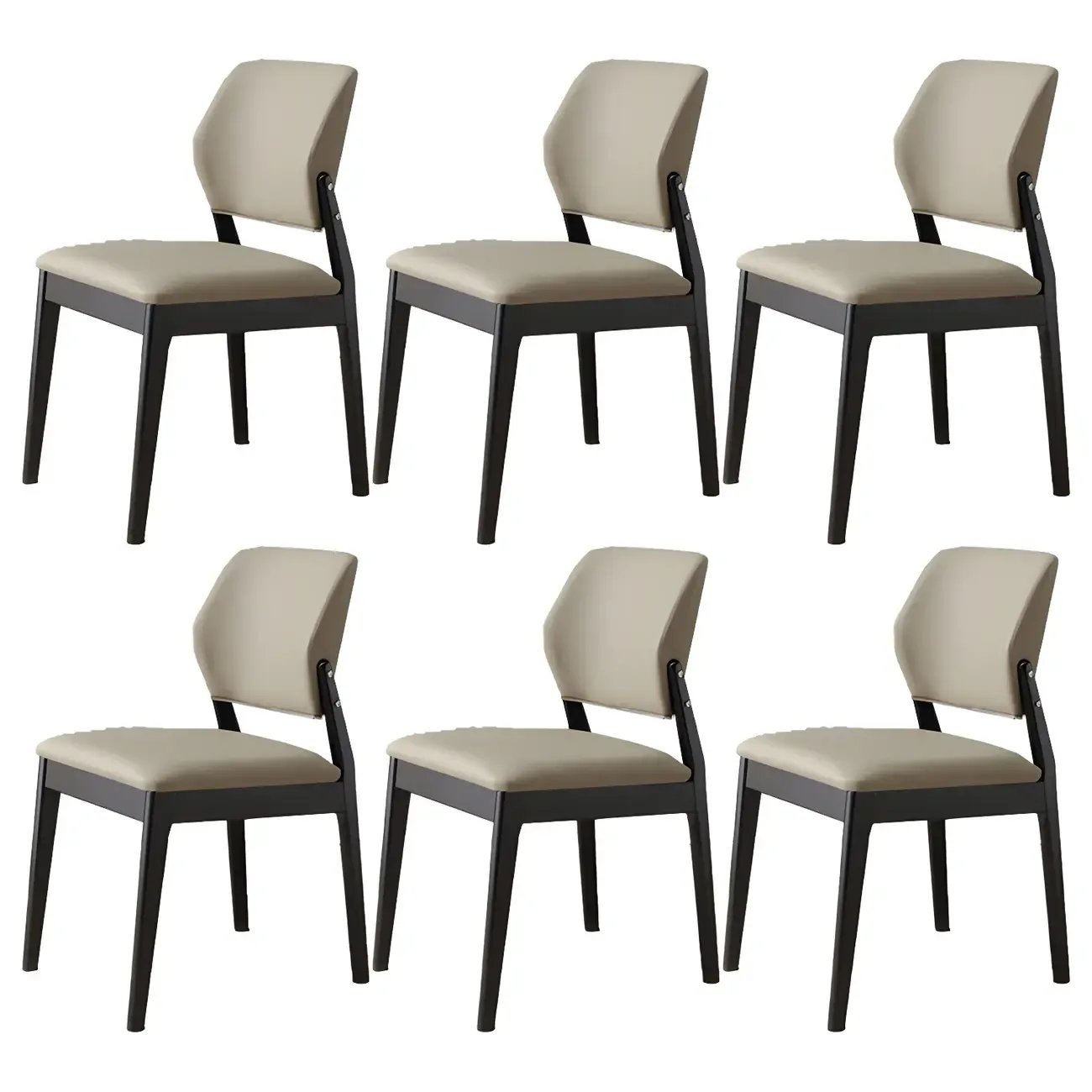 Modern Faux Leather Upholstery Dining Chair with Low Back and Wood Legs Image - 8