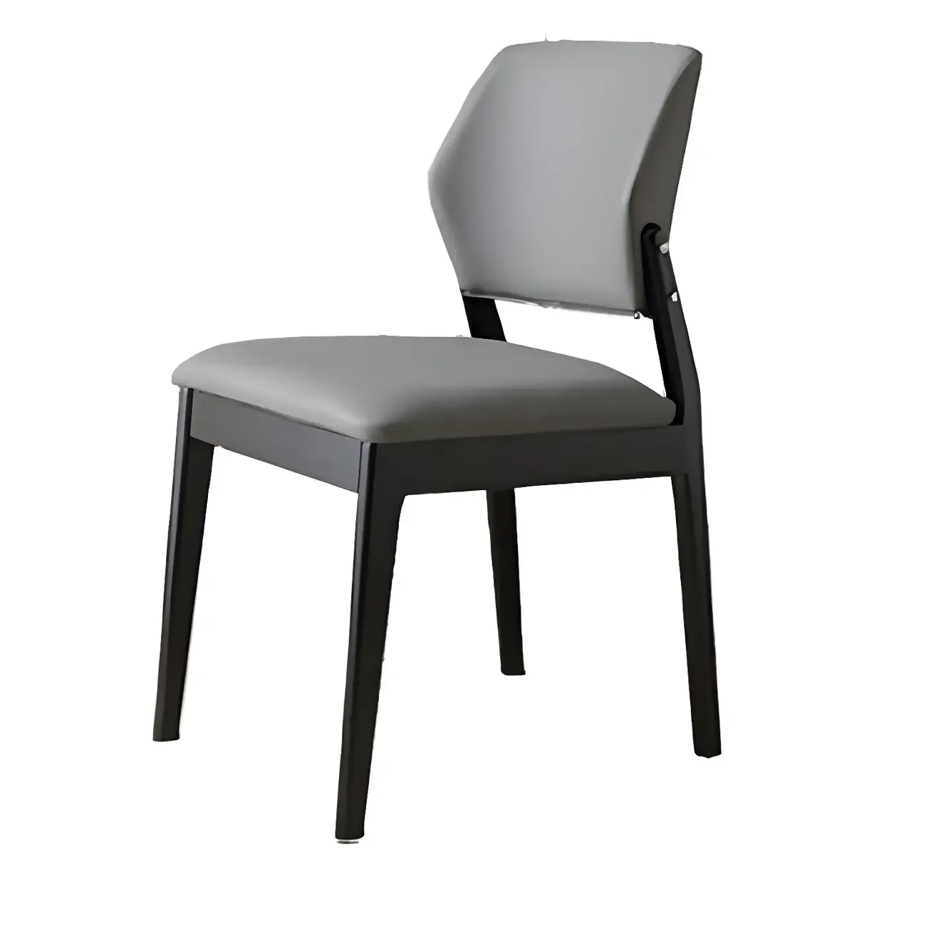 Modern Faux Leather Upholstery Dining Chair with Low Back and Wood Legs Image - 9
