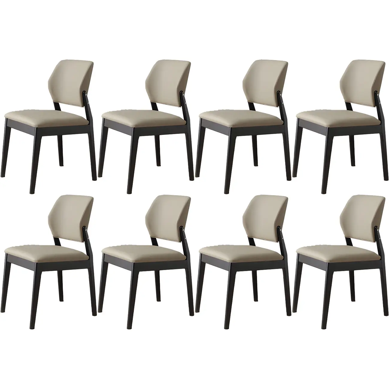 Modern Faux Leather Upholstery Dining Chair with Low Back and Wood Legs Image - 10 | homeyfad