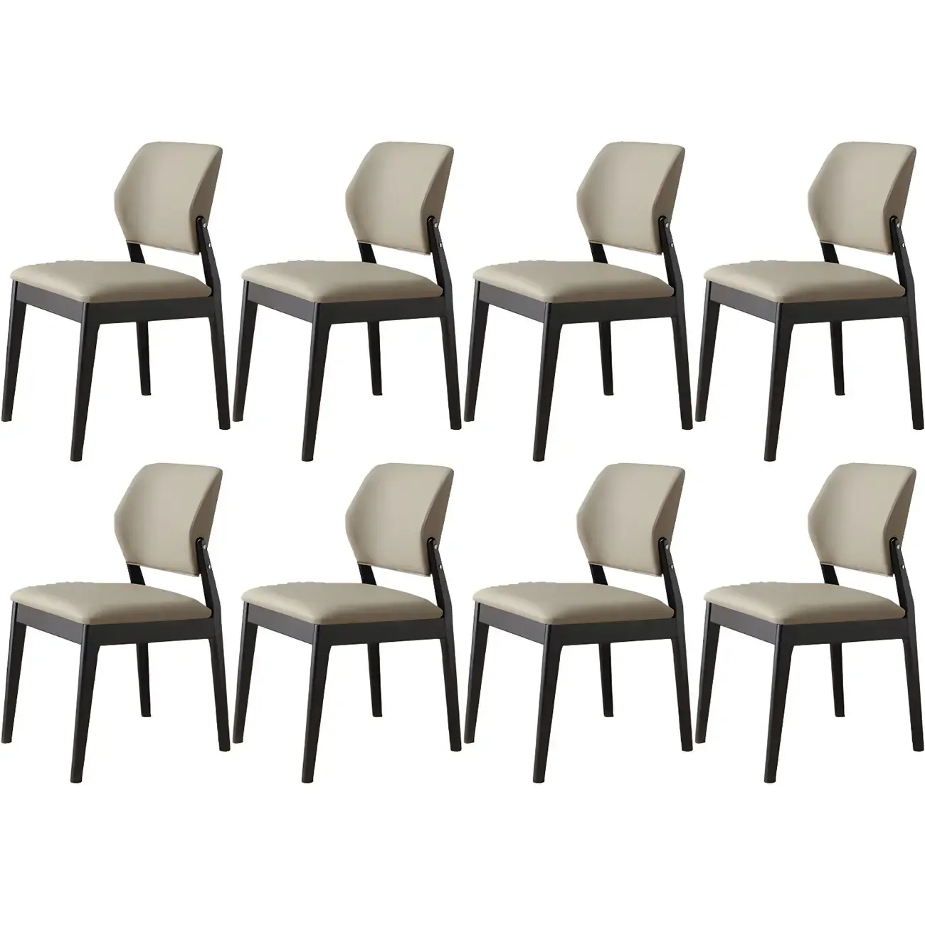 Modern Faux Leather Upholstery Dining Chair with Low Back and Wood Legs Image - 10