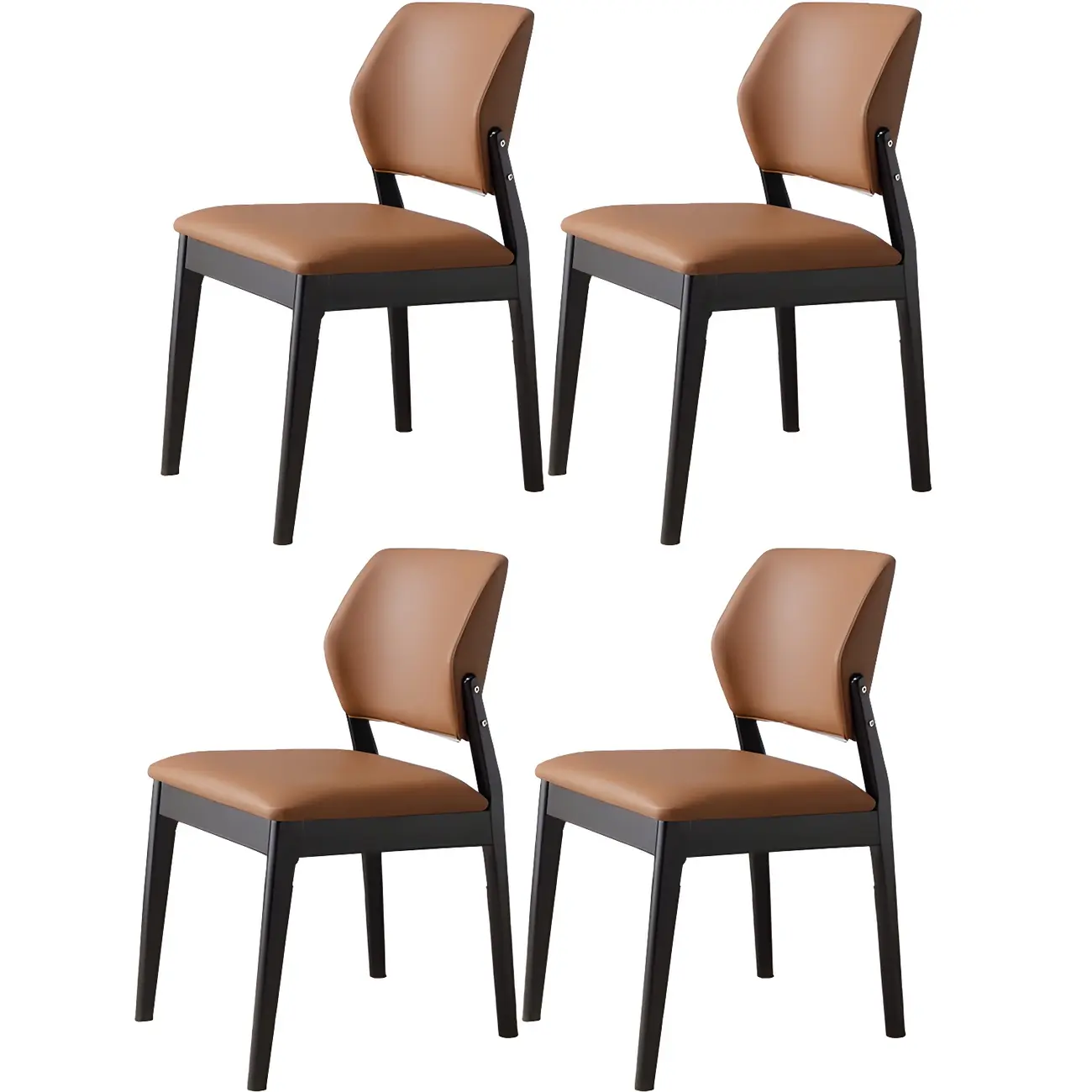 Modern Faux Leather Upholstery Dining Chair with Low Back and Wood Legs Image - 15 | homeyfad