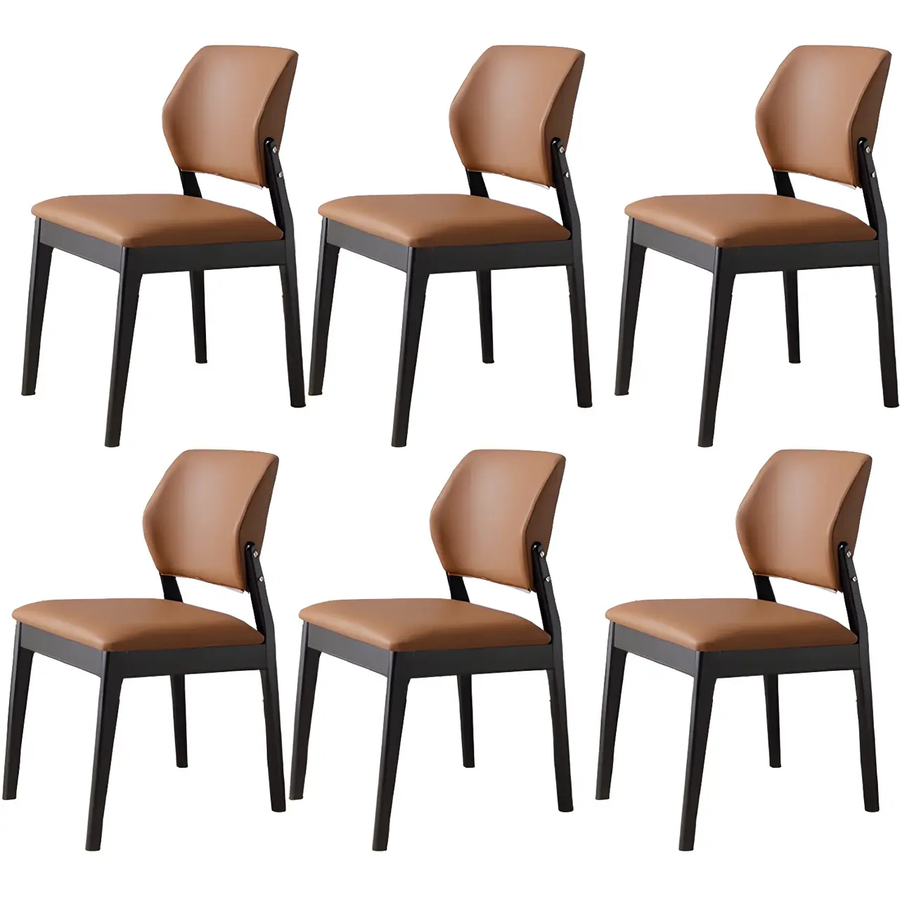 Modern Faux Leather Upholstery Dining Chair with Low Back and Wood Legs Image - 17 | homeyfad