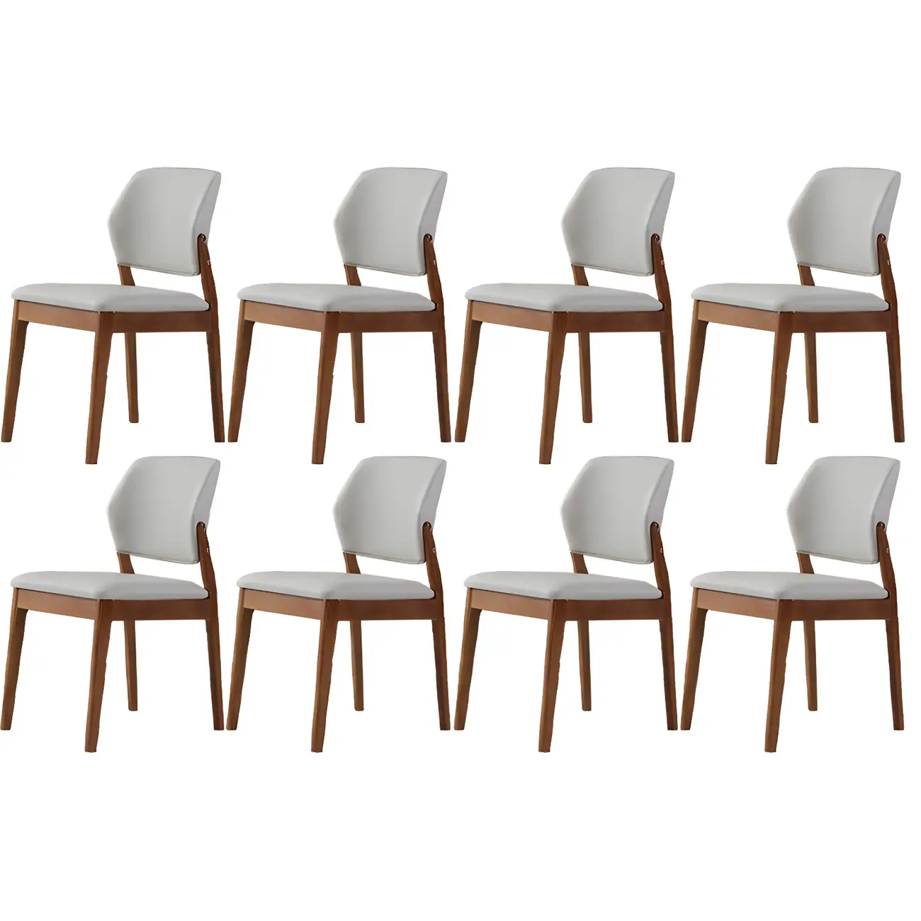 Modern Faux Leather Upholstery Dining Chair with Low Back and Wood Legs Image - 22 | homeyfad