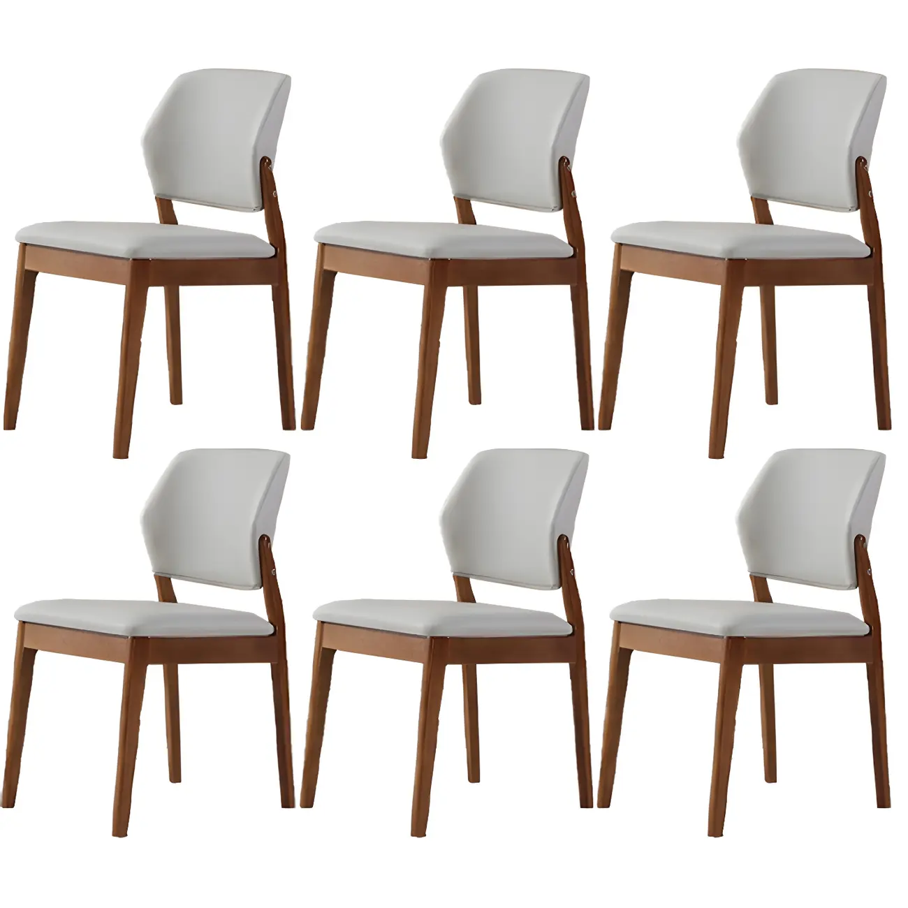 Modern Faux Leather Upholstery Dining Chair with Low Back and Wood Legs Image - 23 | homeyfad