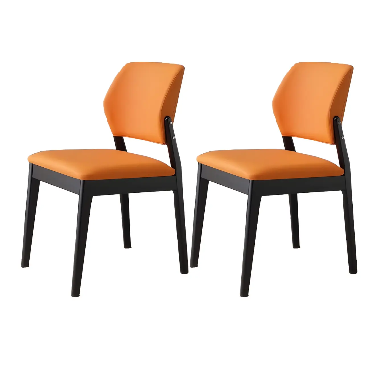 Modern Faux Leather Upholstery Dining Chair with Low Back and Wood Legs Image - 25 | homeyfad