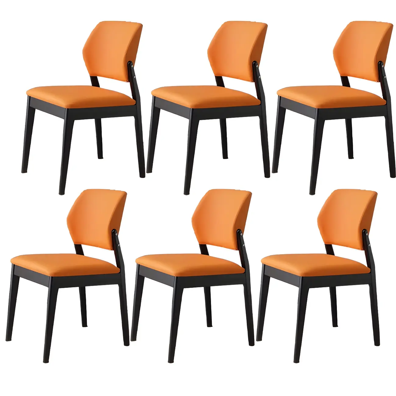 Modern Faux Leather Upholstery Dining Chair with Low Back and Wood Legs Image - 27 | homeyfad