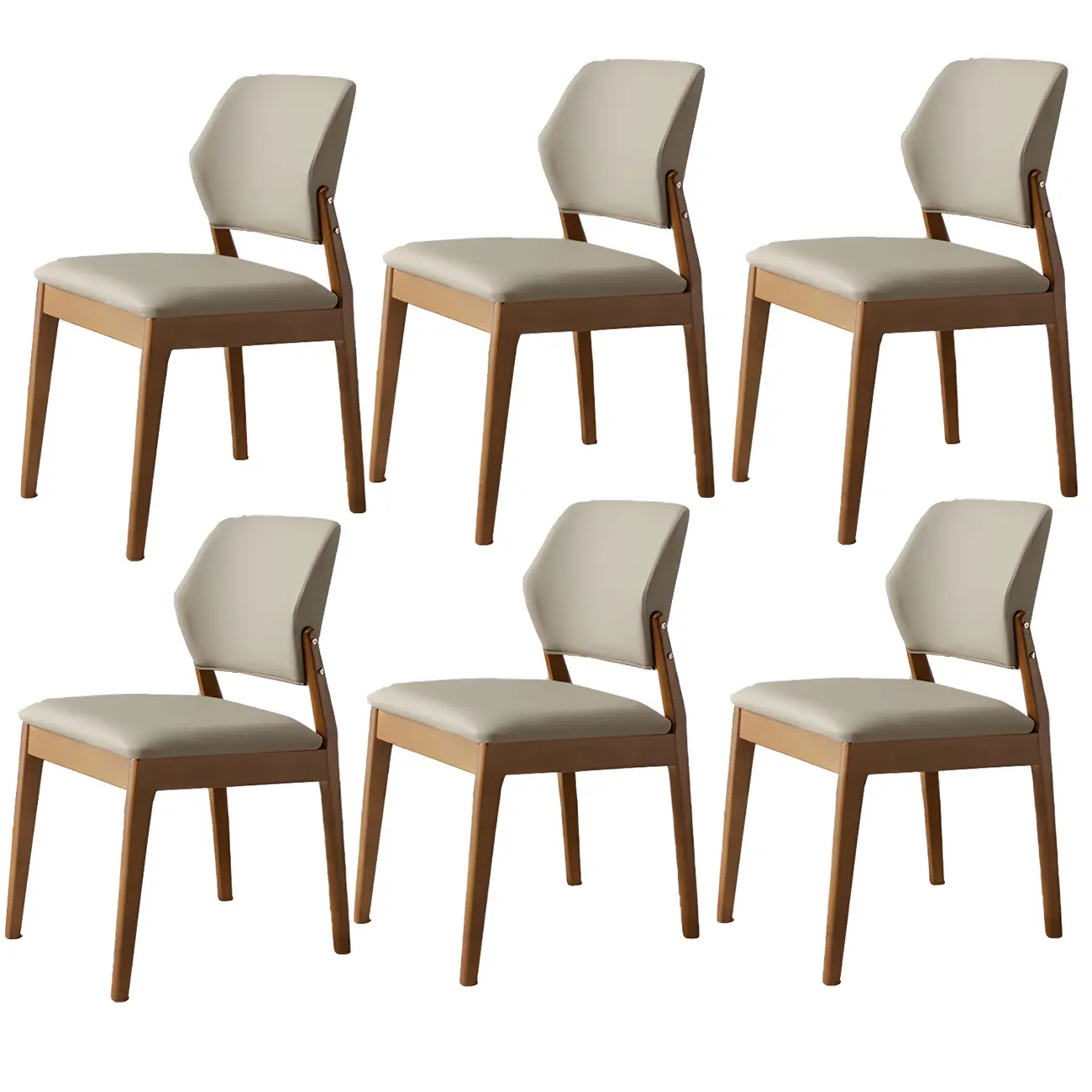 Modern Faux Leather Upholstery Dining Chair with Low Back and Wood Legs Image - 32 | homeyfad