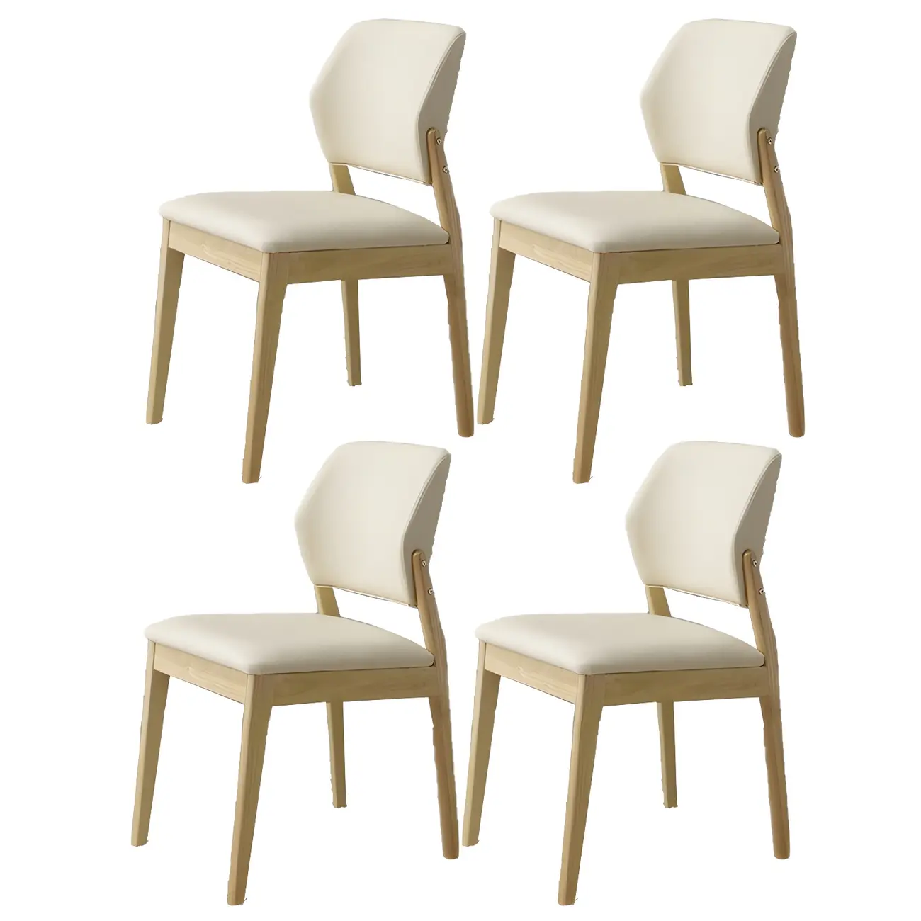 Modern Faux Leather Upholstery Dining Chair with Low Back and Wood Legs Image - 36 | homeyfad