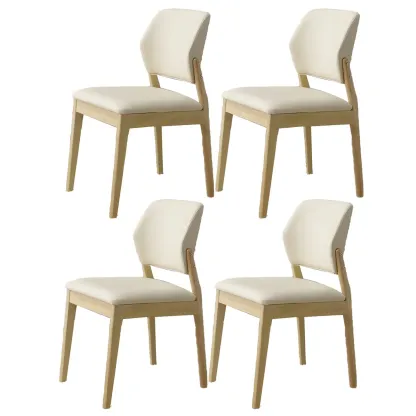 Modern Faux Leather Upholstery Dining Chair with Low Back and Wood Legs Image - 36