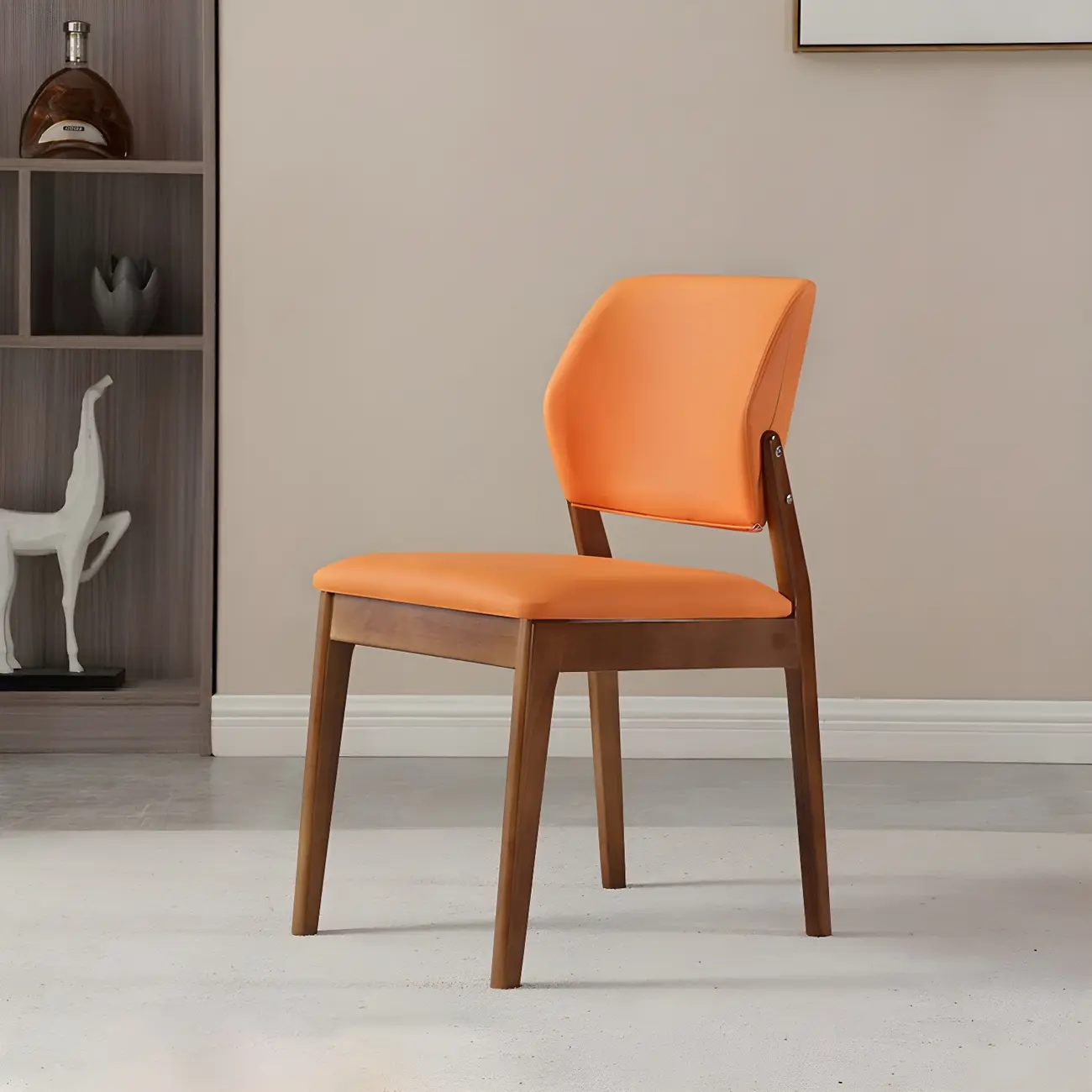 Modern Faux Leather Upholstery Dining Chair with Low Back and Wood Legs Image - 39 | homeyfad