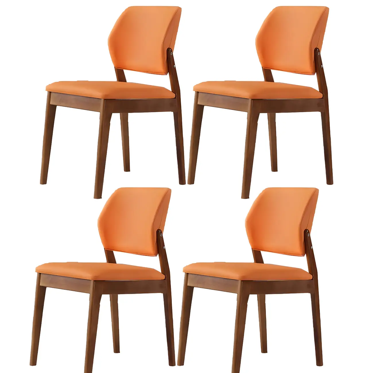 Modern Faux Leather Upholstery Dining Chair with Low Back and Wood Legs Image - 41 | homeyfad