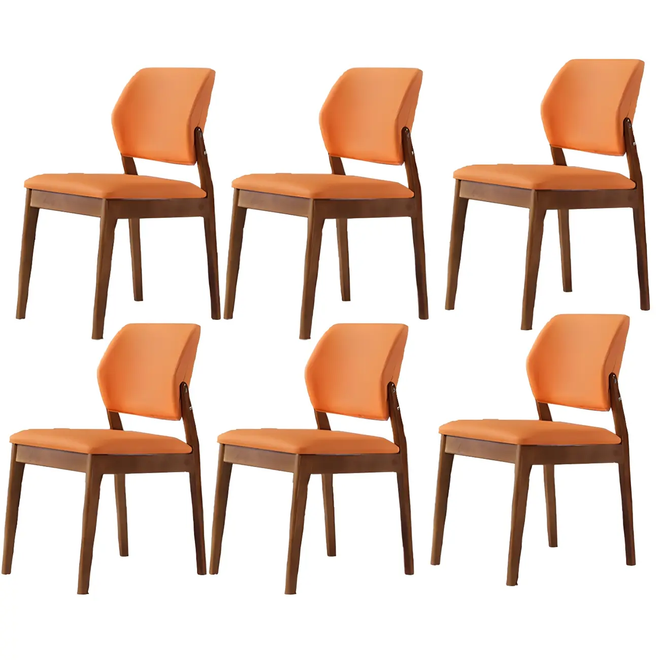 Modern Faux Leather Upholstery Dining Chair with Low Back and Wood Legs Image - 42 | homeyfad