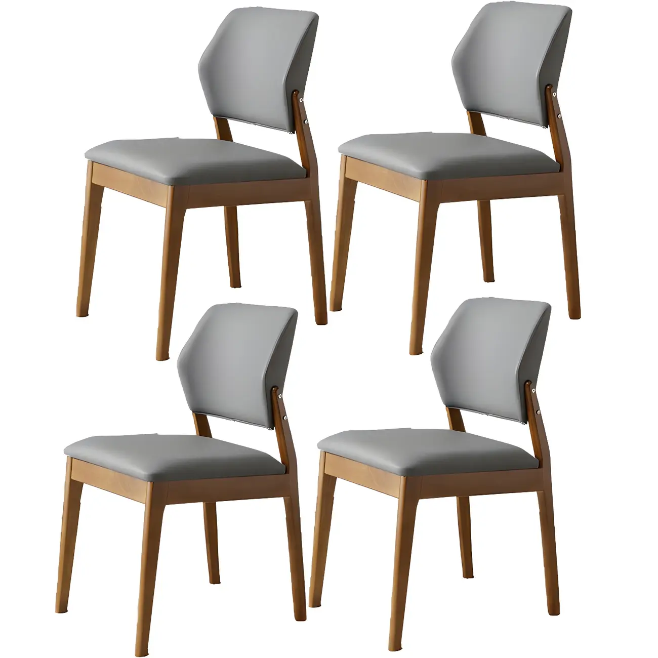 Modern Faux Leather Upholstery Dining Chair with Low Back and Wood Legs Image - 46 | homeyfad
