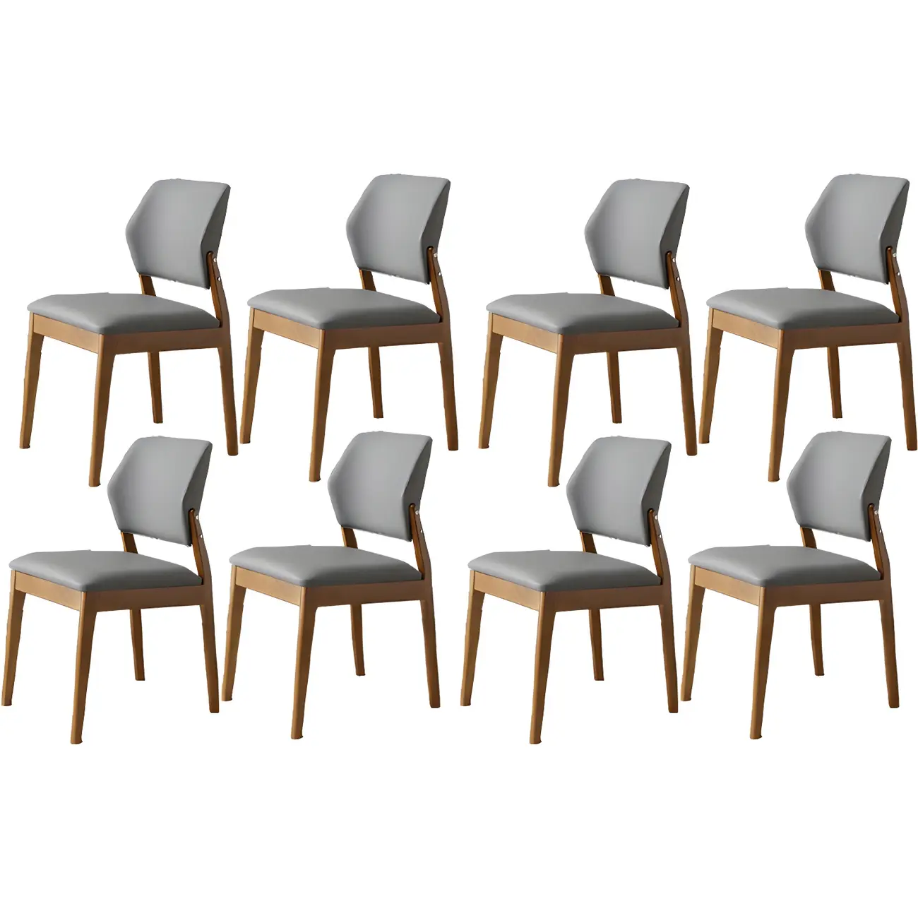 Modern Faux Leather Upholstery Dining Chair with Low Back and Wood Legs Image - 48 | homeyfad