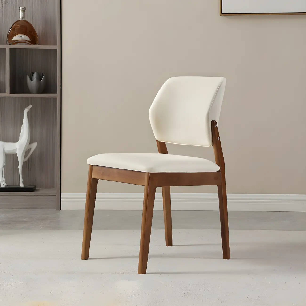 Modern Faux Leather Upholstery Dining Chair with Low Back and Wood Legs Image - 54 | homeyfad