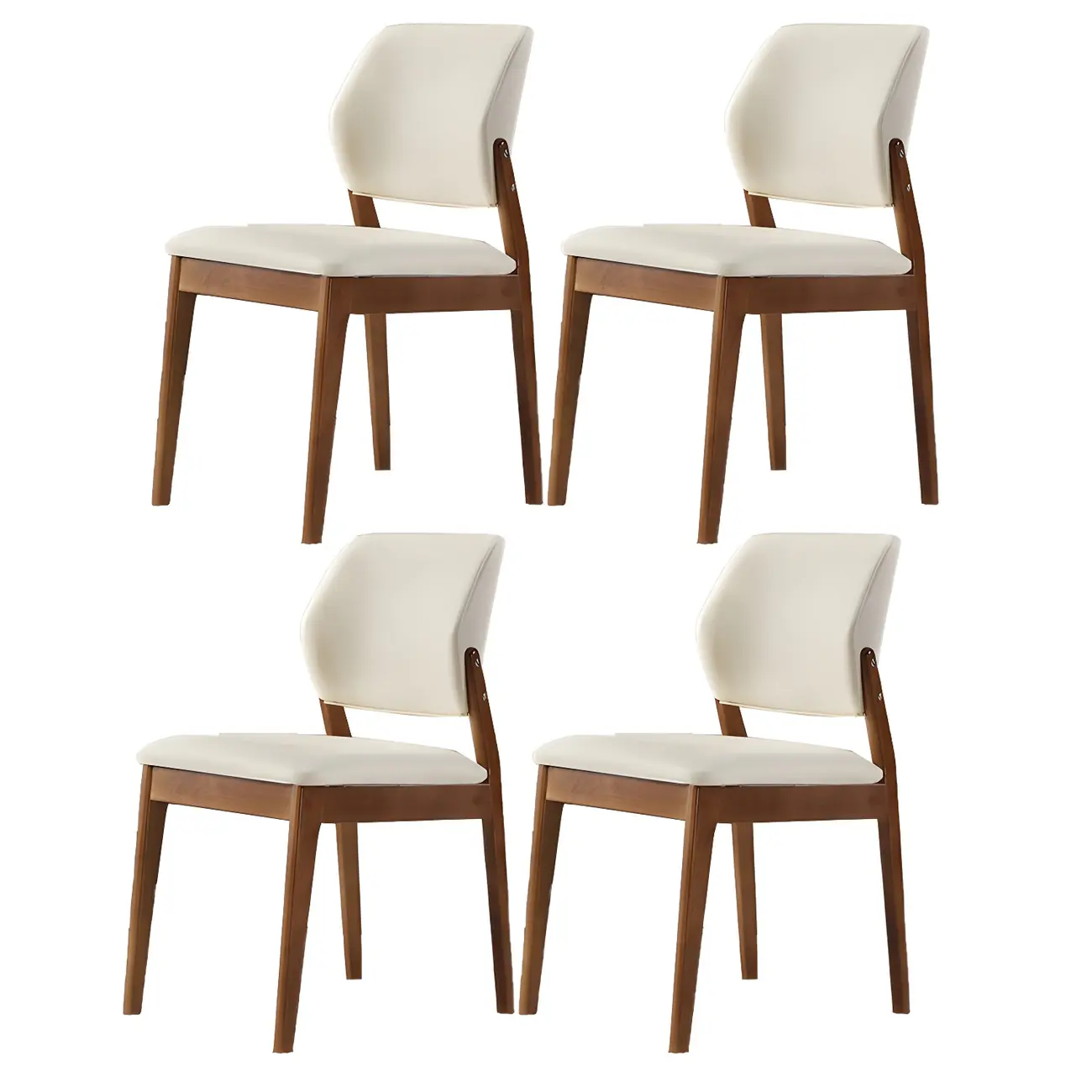 Modern Faux Leather Upholstery Dining Chair with Low Back and Wood Legs Image - 56 | homeyfad