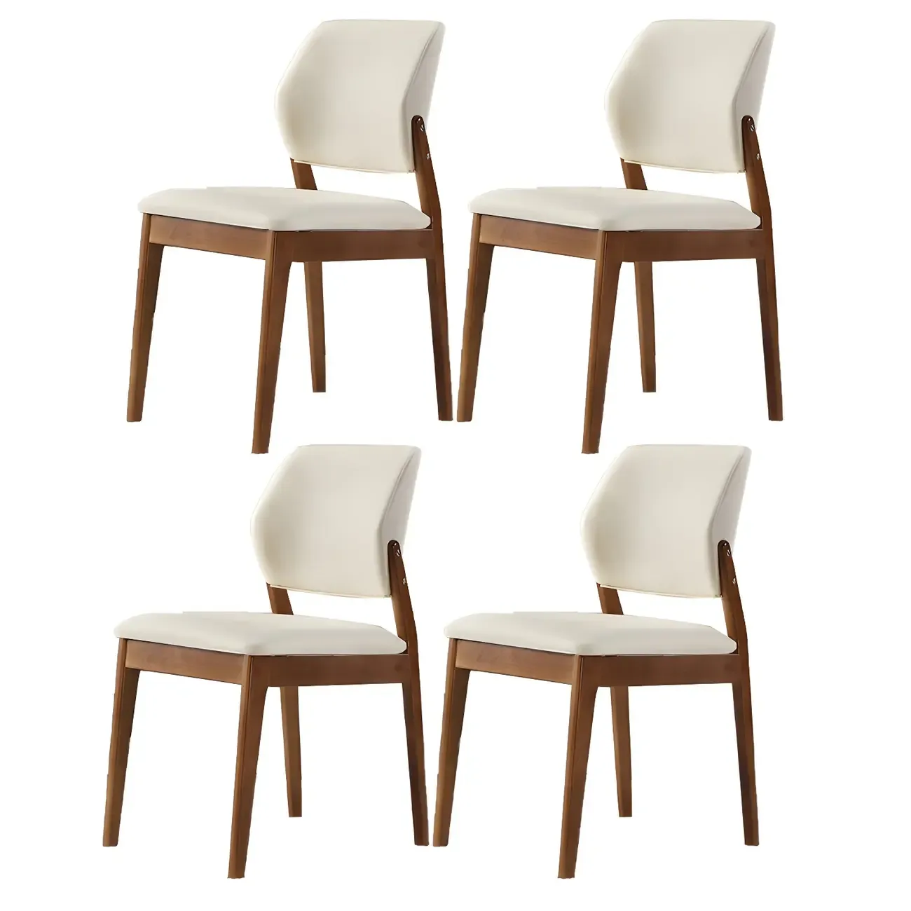 Modern Faux Leather Upholstery Dining Chair with Low Back and Wood Legs Image - 56