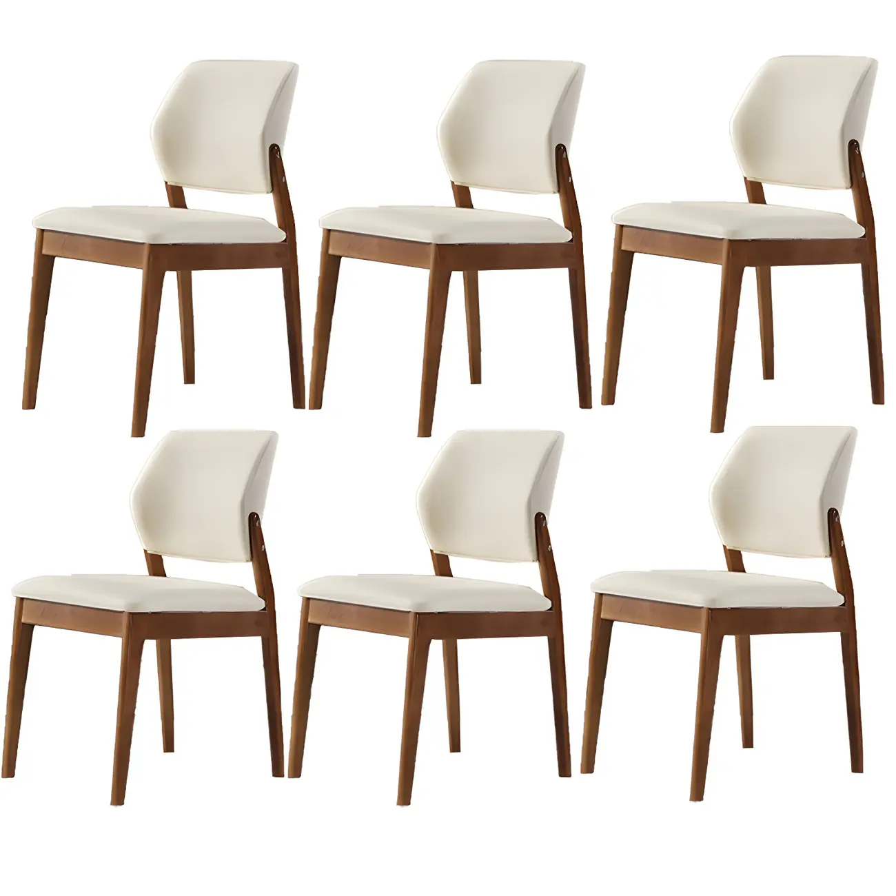 Modern Faux Leather Upholstery Dining Chair with Low Back and Wood Legs Image - 57 | homeyfad