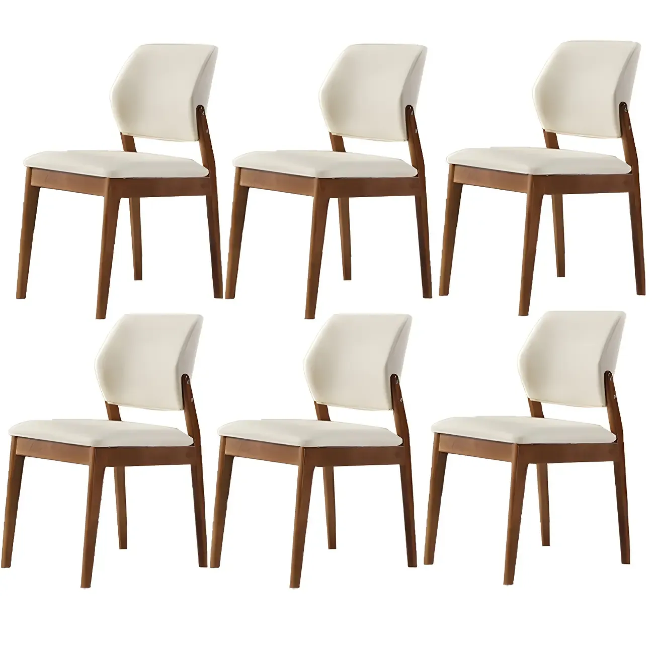 Modern Faux Leather Upholstery Dining Chair with Low Back and Wood Legs Image - 57