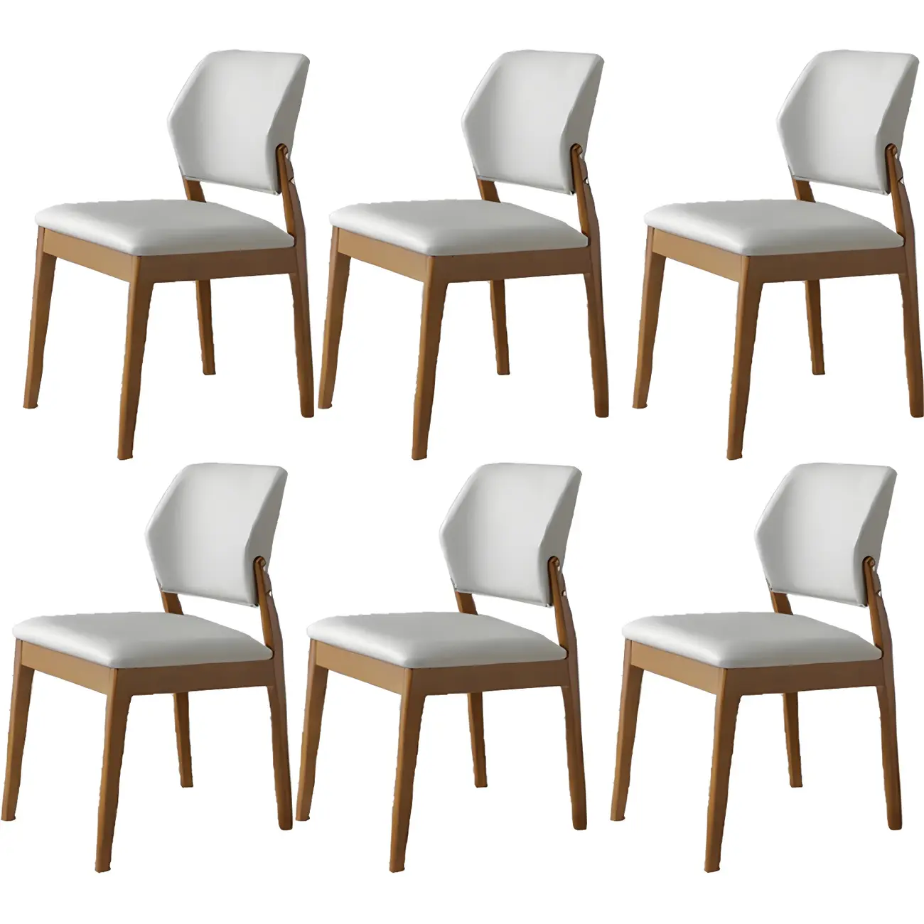 Modern Faux Leather Upholstery Dining Chair with Low Back and Wood Legs Image - 62 | homeyfad