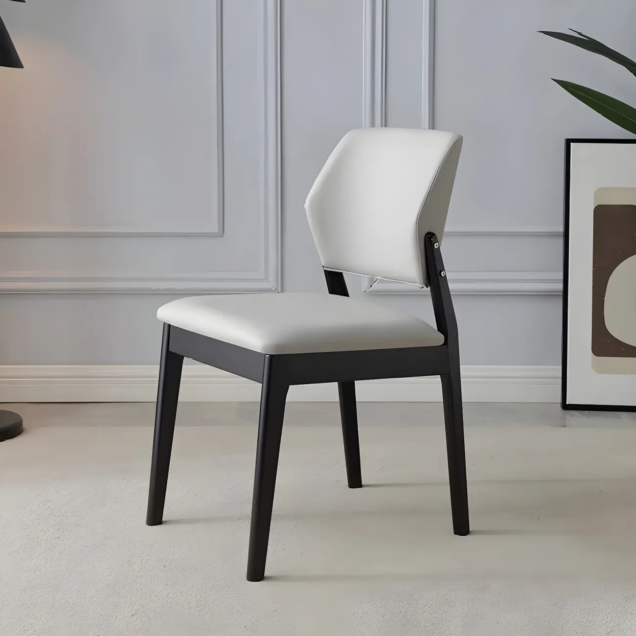 Modern Faux Leather Upholstery Dining Chair with Low Back and Wood Legs Image - 64 | homeyfad