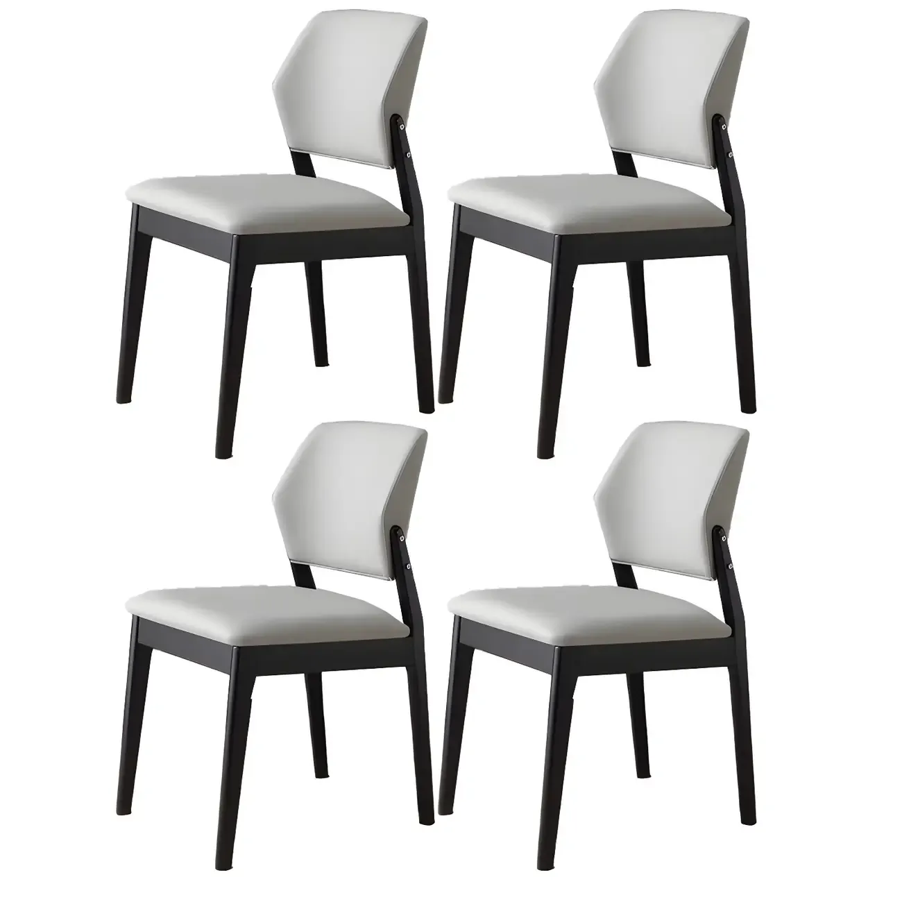Modern Faux Leather Upholstery Dining Chair with Low Back and Wood Legs Image - 66