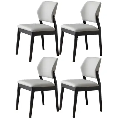Modern Faux Leather Upholstery Dining Chair with Low Back and Wood Legs Image - 66